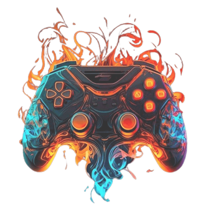 Neon flaming gaming controller